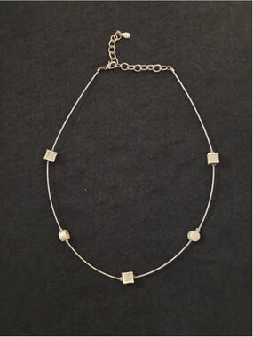 Vintage 90s Givenchy 4G Silver-Tone Cube Pendant Cord Necklace